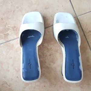 Anne Klein white platform wedge sandals